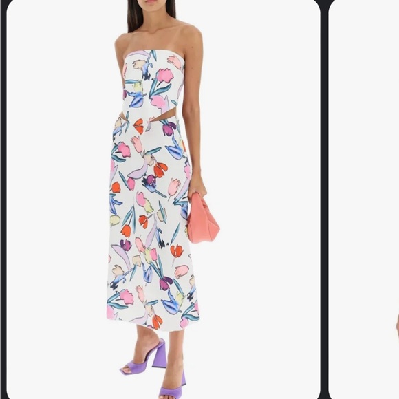 Kicki cutout printed midi skirt and Angie Strapless Handkerchief Hem Top - Picture 1 of 8